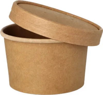 Produktbild von 500 Suppenbecher + Deckel To Go, Pappe "pure", 230 ml, braun