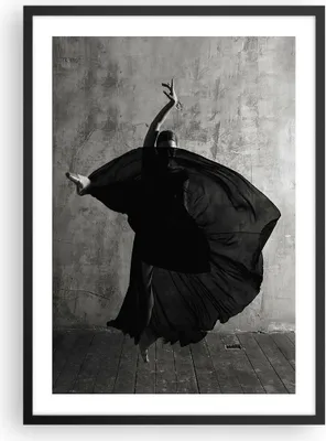 Produktbild von Gerahmtes Poster - Schwarzer Rahmen - Tanz Schwarz Kleid - 50x70 cm - Wand Bild - Wanddeko - Wandbilder - Kunstposter - Wandposter - Bilderrahmen - Bilder - Kunstdruck - P2BPA50x70-4536