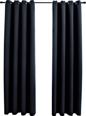 Produktbild von vidaXL Verdunkelungsvorhänge mit Metallösen 2 Stk. Schwarz 140x175 cm