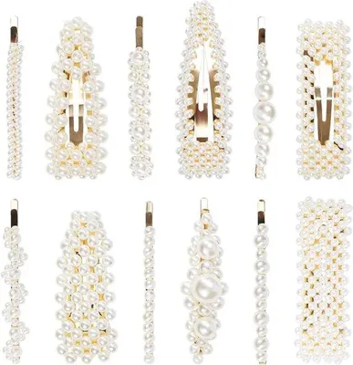 Immagine prodotto di Set di fermagli per capelli con cristalli per donne e ragazze - Accessori per lo styling con fermagli - Fermagli per capelli con cristalli e perline per matrimoni e feste
