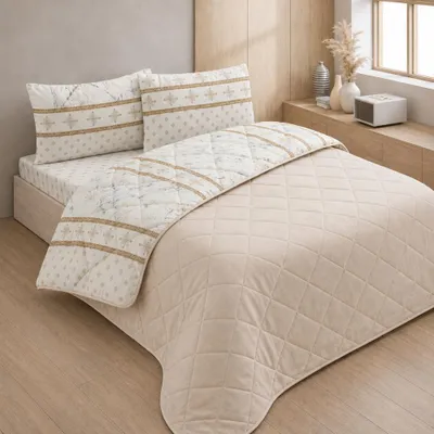Produktbild von Formeya Gesteppte Tagesdecke für Einzelbett mit Muster – Bettüberwurf-Set 160 × 230 cm – inkl. 1 Kissenbezug