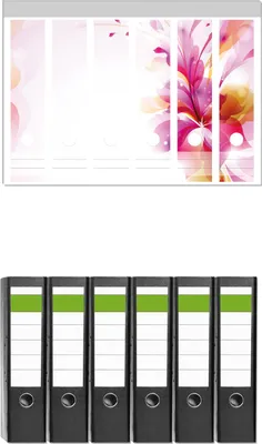 Produktbild von Wallario 6 Stück breite Ordner inkl. Klebeetiketten mit Motive Zentrum der pinken Blume -  Set mit Rückenschildern / Ordnerrücken Stickern