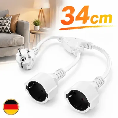 Produktbild von Verlängerungskabel Doppelstecker Schuko Steckdosen Mehrfachsteckdose 2 Fach