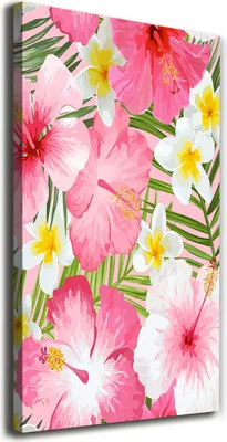 Produktbild von Tulup Leinwandbild® - 70x140cm - Wandkunst - Drucke auf Leinwand - Leinwanddruck - Wohnzimmer Wanddekoration XXL - Wohnung Deko Kunstdrucke - Blumen & Pflanzen - Rosa - Tropische Blumen