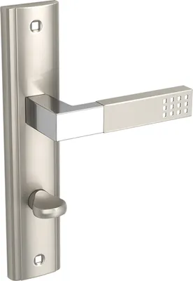 Zdjęcie produktu dla Prima Klamka na Szyldzie Długim WC, Satyna/Chrom, Premium, Drzwi Wewnętrzne 38-45mm, Montaż w Zestawie, Aluminiowa Rękojeść, Rozstaw 72mm