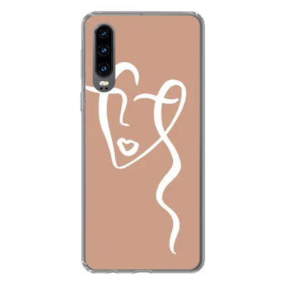 Produktbild von MuchoWow® Handyhülle Schutzhülle Hülle für Huawei P30 Frau - Gesicht - Abstrakt Silikon Softcase Handy Hülle - Kartenbesitzer