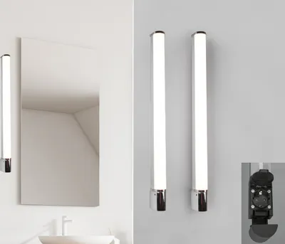 Produktbild von LED Wandlampen Bad 2er Set Spiegelleuchten mit Steckdose & Schalter Chrom 79cm
