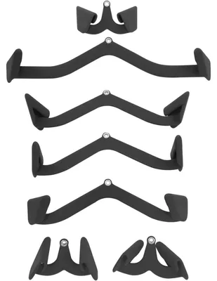 Obrázek produktu pro Sada V-Bar pro posilovací stroje – nástavec na latissimus – 7dílná – železo potažené PVC – nosnost 300 kg – pro posilovací stroje/domácí posilování – černá