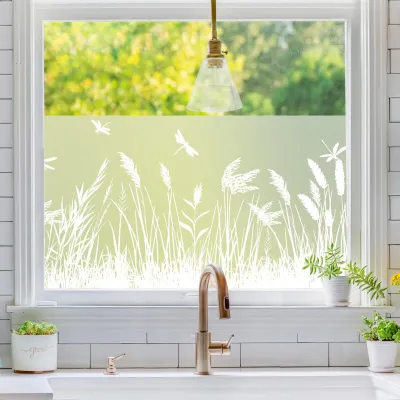 Productafbeelding van Raamfolie met Graspatroon voor Privacy en Decoratie