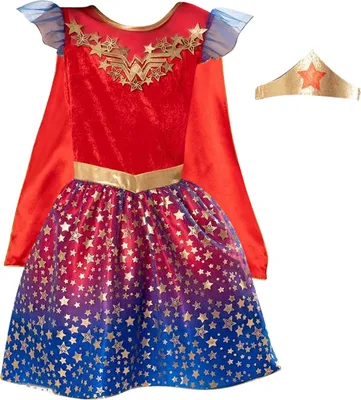 Produktbild von Wonder Woman - "Deluxe" Kostüm-Kleid - Mädchen BN5121 (104) (Rot/Blau/Gold)
