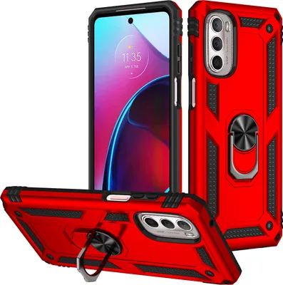 Produktbild von Moto G Stylus 2022 Hülle, Dual Layer Robust Militäre Schutzhülle mit Ringhalterung Ständer für Motorola Moto G Stylus 2022 Rot