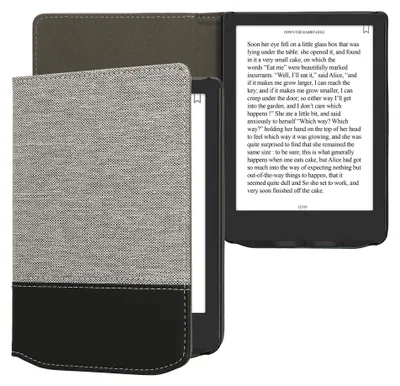 Produktbild von kwmobile Hülle kompatibel mit Pocketbook Verse/Verse Lite/Pro/Color/Vivlio Light HD - Canvas eReader Schutzhülle Cover Case - Grau Schwarz