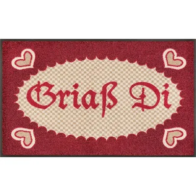 Produktbild von wash+dry Griass Di, Dekorative Fußmatte, Drinnen, Rechteckig, Beige, Rot, Abbildung, 500 mm