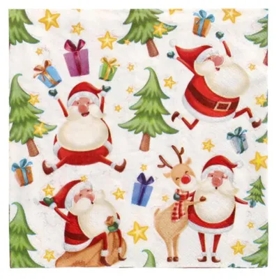 Produktbild von 20 Servietten Happy Santa - Glückliche Weihnachtsmänner 33x33cm