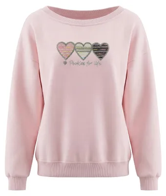 Produktbild von Damen Bluse rosa Größe L mit regulärer Passform, U-Boot-Ausschnitt und geprägtem Print