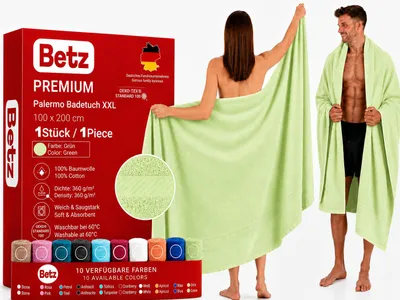 Produktbild von Betz Badetuch XXL 100x200 cm 100% Baumwolle – Weiches Frottee Saunatuch & Strandtuch – Pflegeleicht & saugstark – Palermo Serie – Farbe Grün