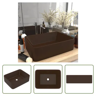 Produktbild von The Living Store Luxus-Waschbecken Matt Dunkelbraun 41x30x12 cm Keramik