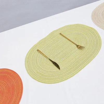 Immagine prodotto di Tovagliette ovali in cotone intrecciato, resistenti al calore, 50x35 cm, lavabili