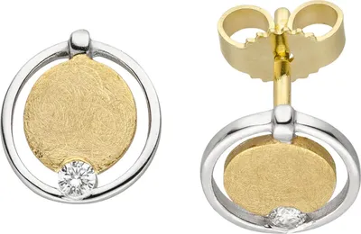 Produktbild von Ohrstecker aus 585 Gold Gelbgold bicolor eismatt mit 2 Brillanten 0,06 ct.