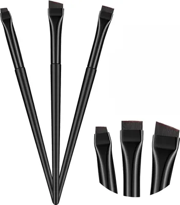 Produktbild von Lidstrich Pinsel 3 Stück Abgewinkelter Lidstrich Pinsel Lidstrich Gewinkelter Makeup Pinsel Schräger Eyeliner Pinsel Flacher Eyeliner Bürste Tragbares Lidschatten Foundation Pinsel