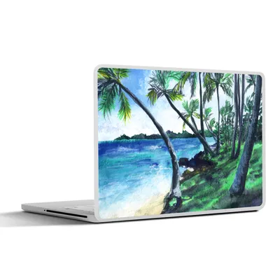 Produktbild von MuchoWow® Laptop Aufkleber Sticker Cover Aquarell - Strand - Palme 40x30 cm - Laptop Dekoration - Selbstklebend