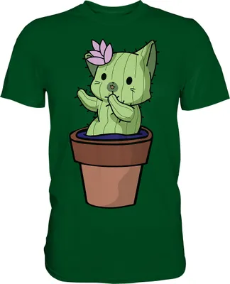 Produktbild von Süßes Kaktus Katzen T-Shirt – Bottle Green / 3XL