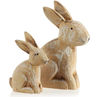 Produktbild von com-four® 2x Deko-Aufsteller Osterhase - Holz-Dekoration zum Hinstellen für Ostern - niedliche Holzosterhasen - Holz-Deko