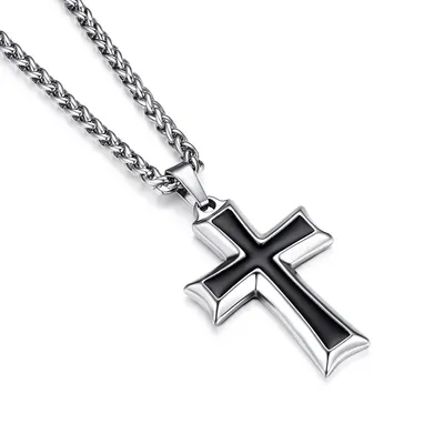 Produktbild von Halsketten, Kreuz-Anhänger aus Edelstahl, Deko-Anhänger Christi Himmelfahrt, kette mit kreuz, jesus anhänger silber
