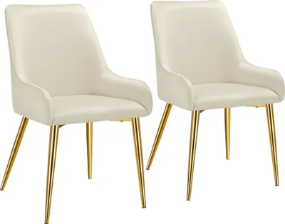 Image de Chaise rembourrée Avane, aspect velours, capacité de charge 120 kg - beige, Lot de 2