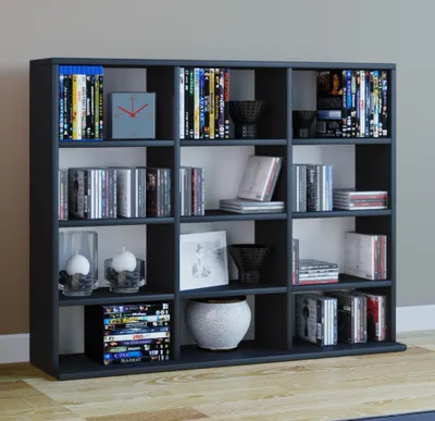 Produktbild von VCM Holzregal stehend | platzsparender CD-Schrank für 480 CDs oder 224 DVDs | Maße:H. 82 x B. 102 x T. 23 cm | Elegantes DVD Regal stehend | Blu-Ray Regal | CD Regal  Megosa L
