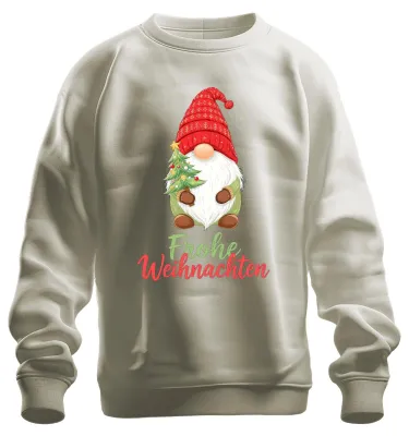 Produktbild von Frohe Weihnachten Wichtel Weihnachtsgnom Weihnachtsbaum Sweatshirt Pullover, Natur, S