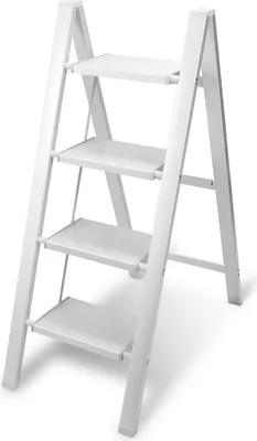 Obrázok produktu pre Skladací rebrík 4 stupne čierny Hliníkový rebrík Skladací schodík