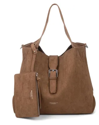 Imagen del producto de Bolso de mano vegano de Dames, con correa de hombro desmontable y clutch a juego
