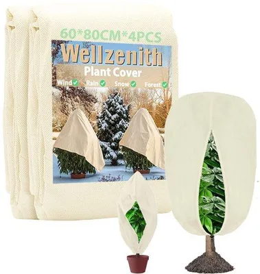 Image de Protection hivernale pour plantes, résistante à la chaleur, 60 x 80 cm, lot de 4, non-tissé