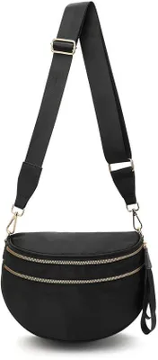 Produktbild von Nylon Crossbody-Tas mit verstelbarer Riemen - Trendy Satchel in Schwarz