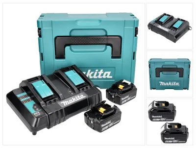 Image de Makita Power Source Kit 18 V avec 2x BL 1860 B batterie 6,0 Ah ( 197422-4 ) + DC 18 SH chargeur double ( 199687-4 ) + Makpac