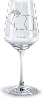 Produktbild von Mr. & Mrs. Panda Weinglas Meerschweinchen Weisheit - Transparent - Geschenk, Wunderland, graviert, glas für rotwein, Spruch, Rotweinglas mit Gravur, Motivation, Wunder