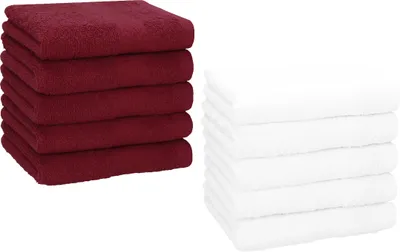 Produktbild von Betz 10 Stück Seiftücher 30x30 cm PREMIUM 100% Baumwolle Farbe: dunkelrot und weiß