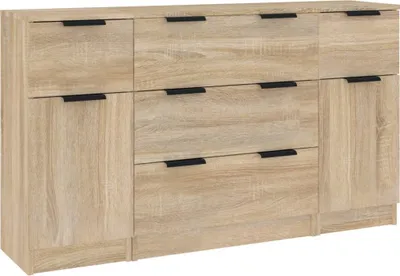 Produktbild von 3-tlg. Sideboard-Set Sonoma-Eiche Holzwerkstoff