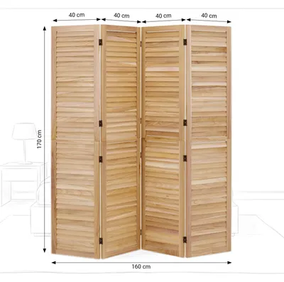 Produktbild von Homestyle4u Paravent Raumteiler 4 teilig Holz Natur Vintage Höhe 170 Indoor