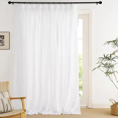 Immagine prodotto di TENDAGGI 3 Metri, Tende Bianche con Ganci per Binari - Tende Trasparenti per Soggiorno - Camera da Letto - 300 cm (larghezza) x 220 cm (altezza) (1 pannello) - Bianco