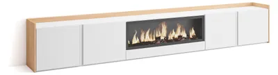 Produktbild von TV-Möbel Holzeffekt weiß und eiche 315x35x50cm Kamin mit Feuereffekt