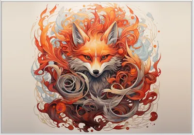 Produktbild von Wallario Wandbild Flammenfuchs, Größe: 70,30 x 100,30 cm, Poster mit weißem Kunststoffrahmen