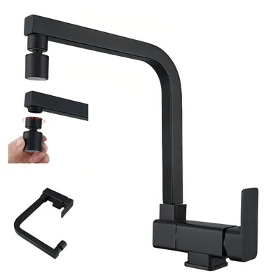 Klappbare Küchenarmatur, 2 Strahlarten, 360° drehbar, Schwarz