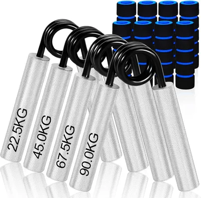 Produktbild von Handmuskeltrainer 4er Set Handtrainer Griffkrafttrainer,Fingertrainer Unterarmtrainer,Aluminium,mit Anti-Rutsch-Oberfläche,4 Widerstandsstufen,tragbar