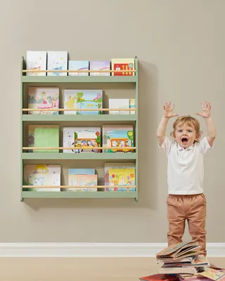Produktbild von SONGMICS Bücherregal Kinder, Kinderregal mit 4 Ebenen, Spielzeugregal, Wandregal, grün-naturfarben