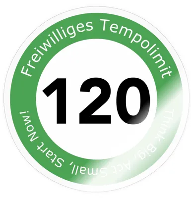 Produktbild von Spreadshirt Freiwilliges Tempolimit Von 120 Sticker Aufkleber, 10 x 10 cm, Transparent glänzend