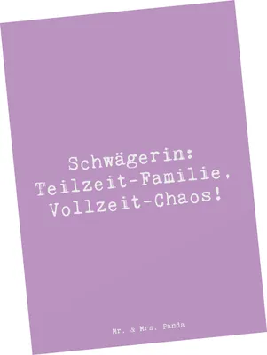 Produktbild von Mr. & Mrs. Panda Postkarte Spruch Schwägerin Chaos - Lavendeltraum - Geschenk, Verwandte, Ansichtskarte, Schwägerschaft, Fotokarte, Persönliche Geschenke, Postkarten