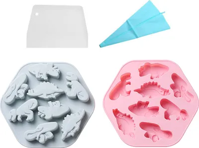 Obrázok produktu pre 2 kusy formy na dinosaury zo silikónu, formy na čokoládové cukríky s dinosaurami, formy na želé so zvieratami zo silikónu pre deti, formy na vystrihovanie dinosaurov, nástroj na výrobu