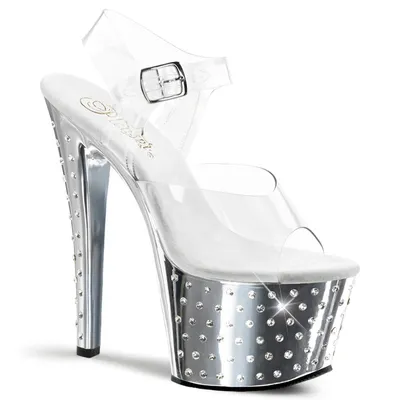 Produktbild von STARDUST-708 Damen Sandale von Pleaser, Transparent Silber , EU 40, US 10